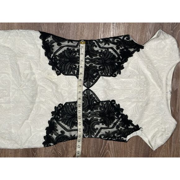 Tadashi Shoji black white lace midi dress semi formal 8 - Picture 7 of 11